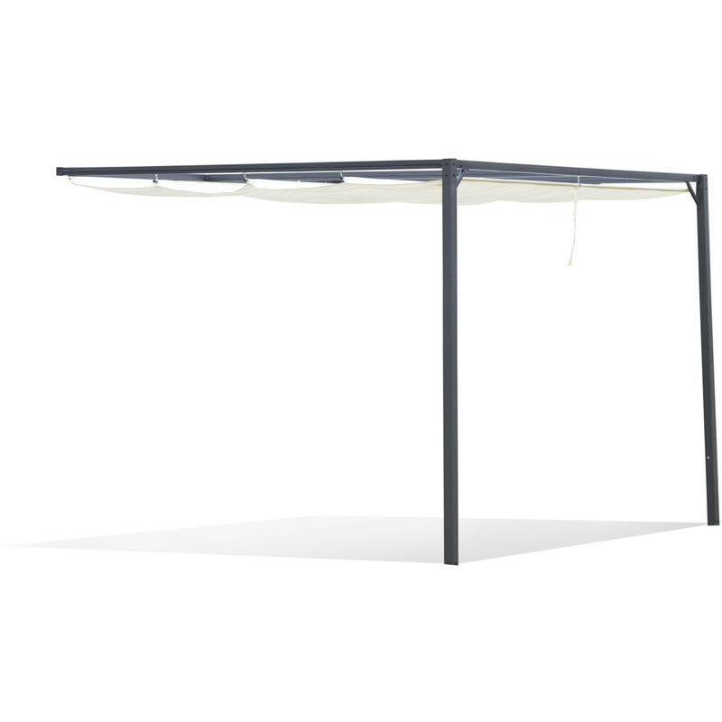 Pergola adossable rétractable evelina crème et grise