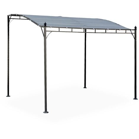 Pergola adossée 3x2.5m - Brestum -  Toile grise - Pergola murale