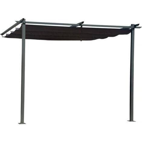 Pergola adossée avec toit rétractable - 3 x 3 m - Gris anthracite