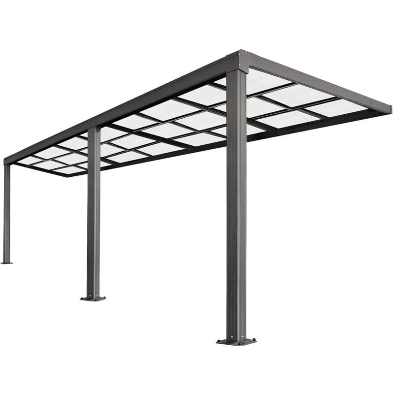 Vente-unique - Pergola adossée en aluminium avec toit coulissant - 18 m² - anthracite - izeda