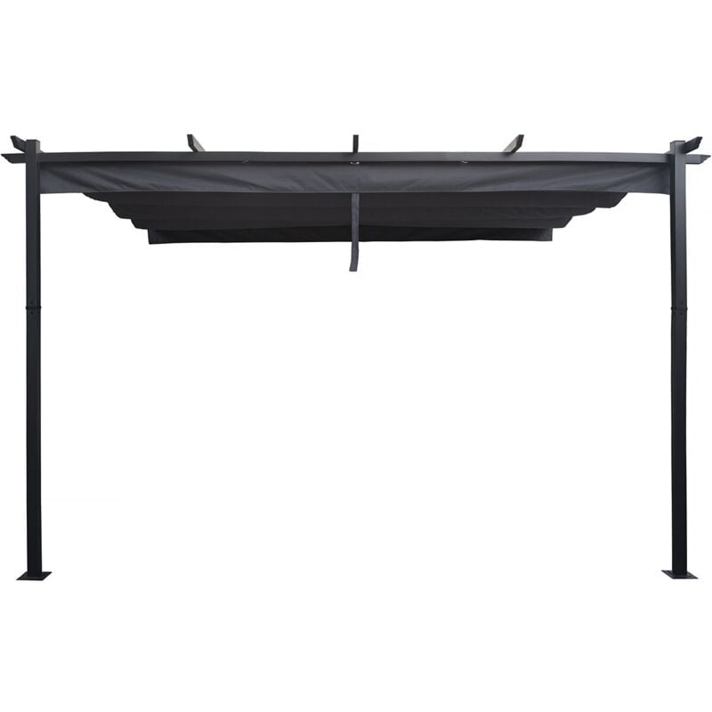 Habitat Et Jardin - Pergola adossée en aluminium avec toit rétractable- 3 x 4 m - Gris