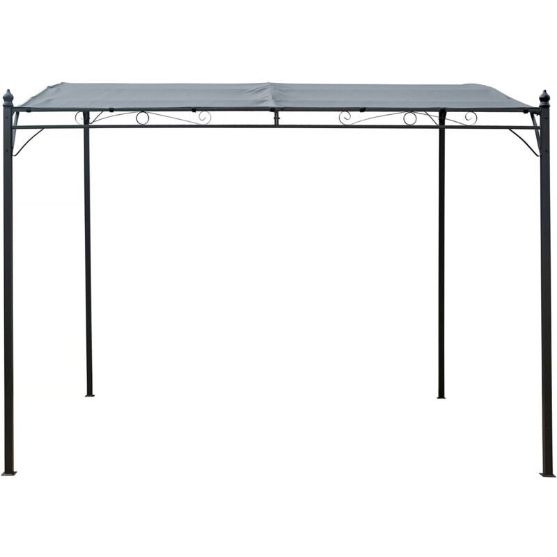 Habitat Et Jardin - Pergola adossée inclinée en métal - 3 x 2.5 m - Gris
