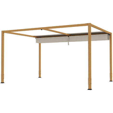 Pergola aluminium effet bois 4x3m toit rétractable