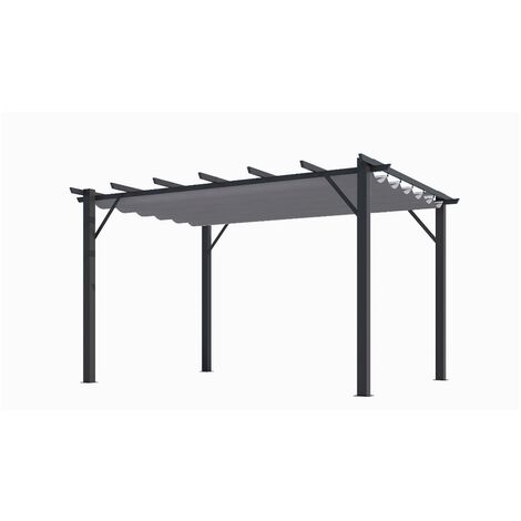 Pergola aluminium gris anthracite poteaux 10x10 cm - Habrita - per4030gn