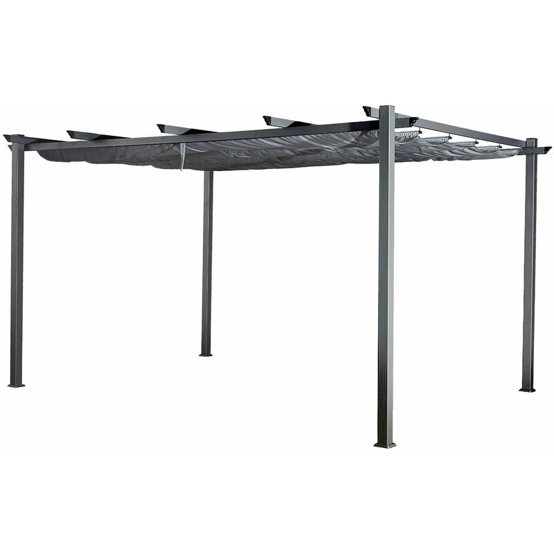 Pergola autoportante 3 × 4m cassis grise - structure aluminium - Happy Garden