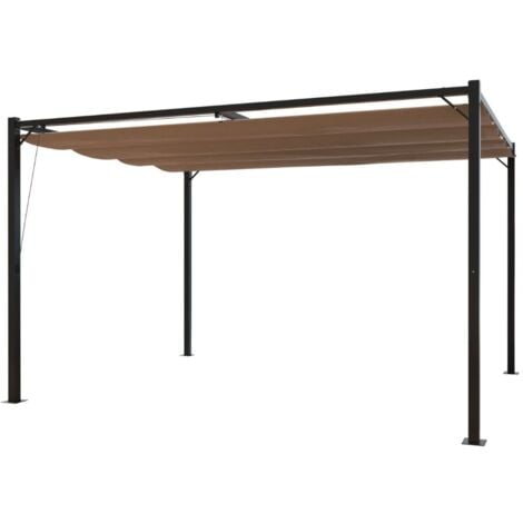 Pergola autoportante 3 x 4m avec toile en polyester taupe TUSA