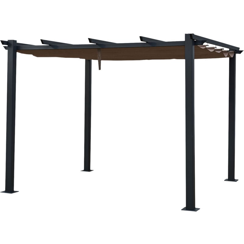 Happy Garden - Pergola autoportante 3 × 3m cassis taupe - structure aluminium