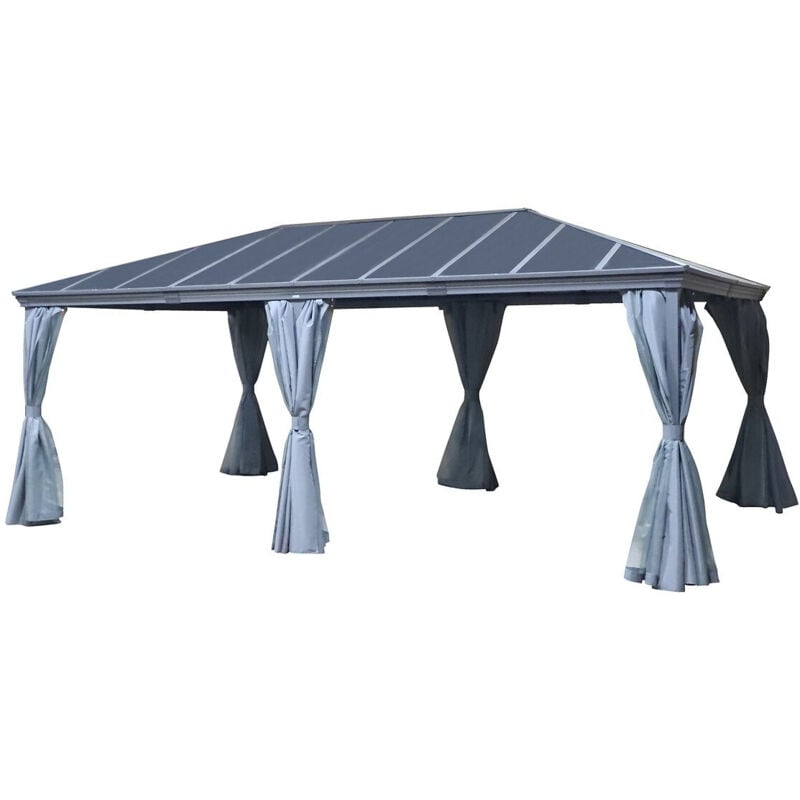 Hesperide - Pergola autoportante Belize graphite 3,6 x 6m en aluminium et polycarbonate - Hespéride