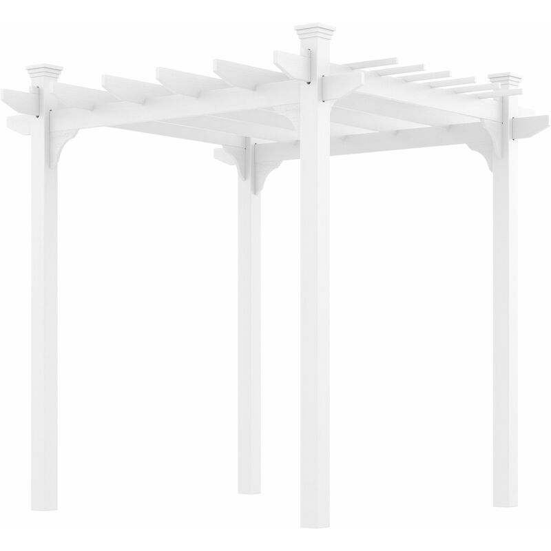 Pergola autoportante style contemporain - Toit terrasse à décorer - dim. 2,3L x 2,3l x 2,3H m - bois sapin blanc - Blanc