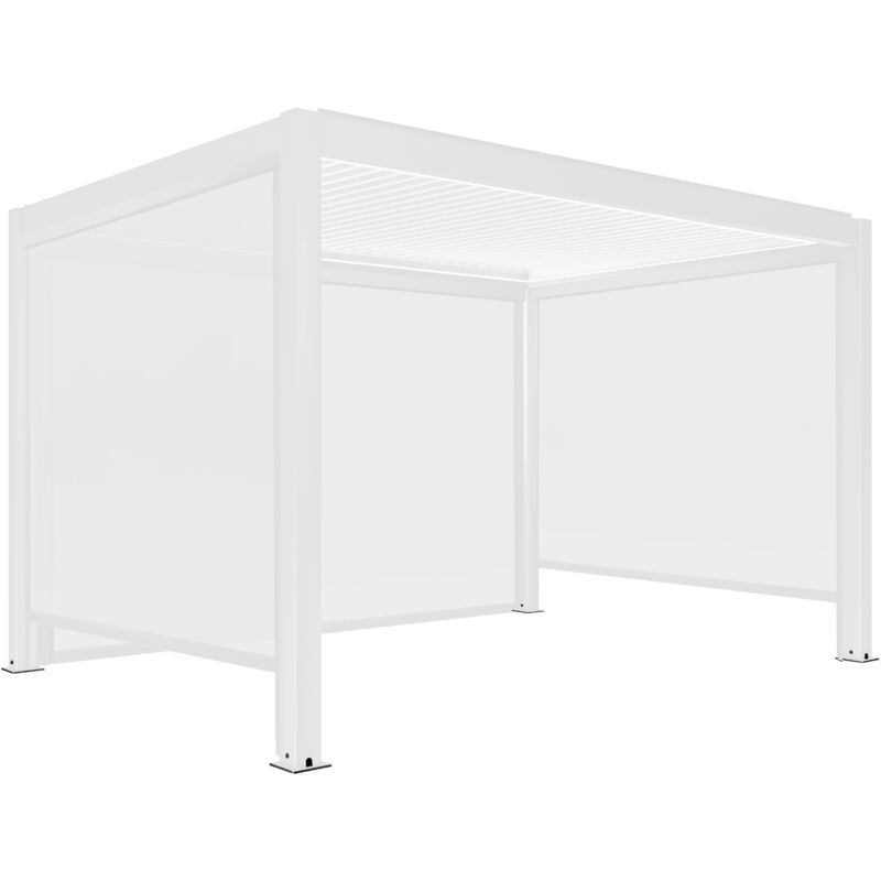 Oviala - Pergola bioclimatique autoportée motorisée éclairée 3x4m 3 stores