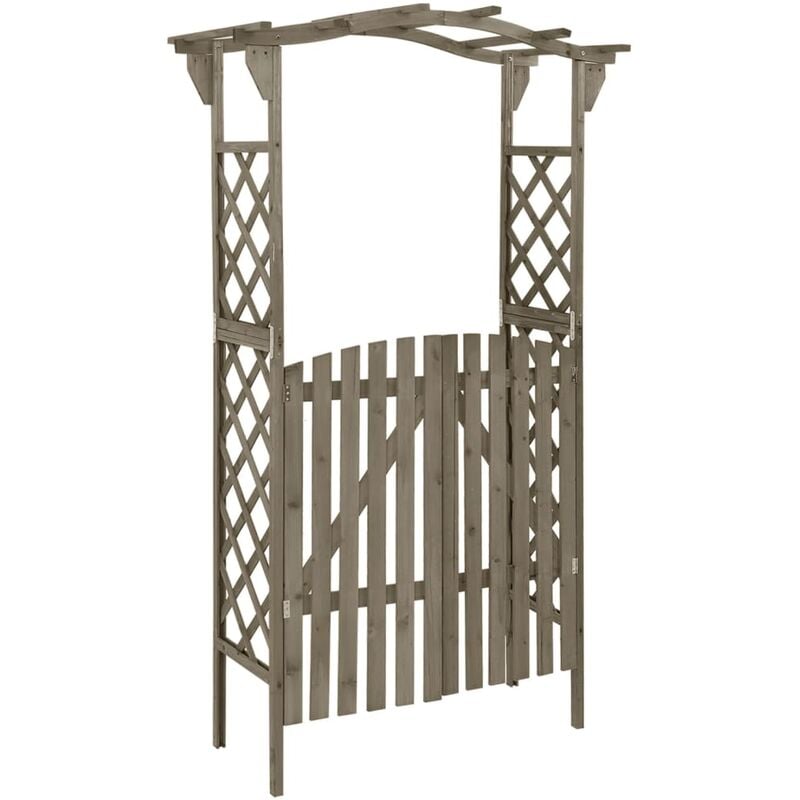 Vidaxl - Pergola avec portail 116x40x204 cm Gris Bois de sapin massif
