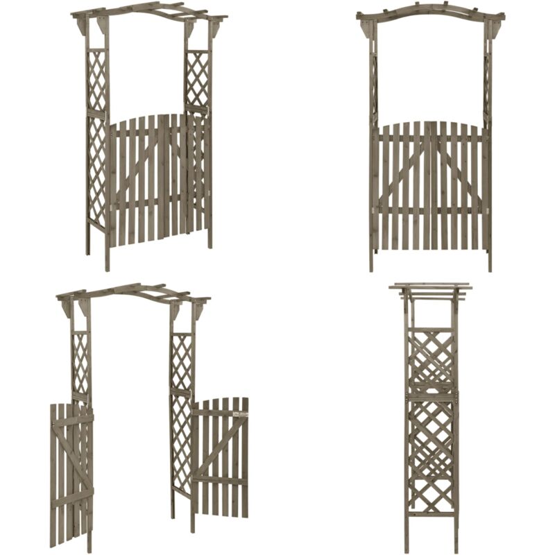 Pergola avec portail 116x40x204 cm Gris Bois de sapin massif - pergola - pergolas - Home & Living