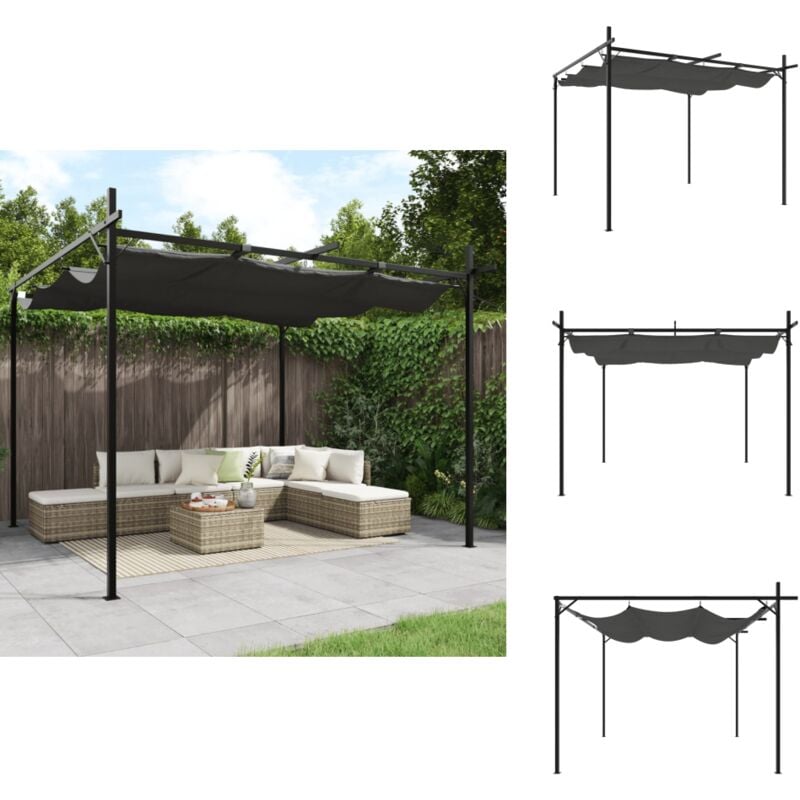 Vidaxl - Pergola avec toit rétractable anthracite 295x292x230 cm - Abri Jardin - Pergola Extérieure - Parasol Terrasse - Structure Métallique - Toile