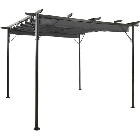 Pergola avec toit rétractable Anthracite 3x3 m Acier 180 g-m²