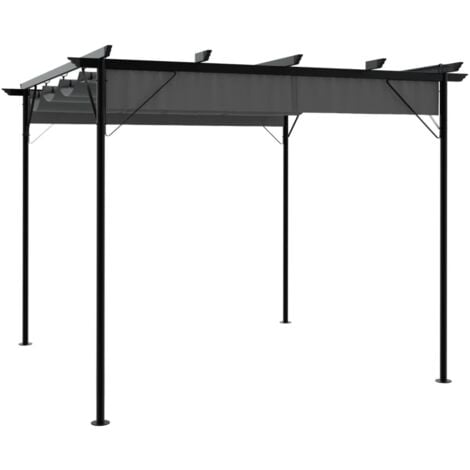 Pergola avec toit rétractable anthracite 3x3 m acier 180 g/m²