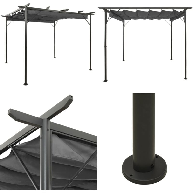 Vidaxl - Pergola avec toit rétractable anthracite 3x3 m acier 180 g/m² - pergola - pergolas - Home & Living - Anthracite