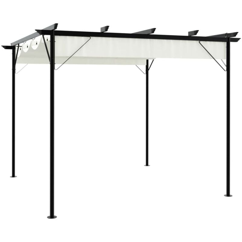 Vidaxl - Pergola avec toit rétractable Blanc crème 3 x 3 m Acier