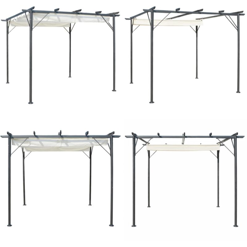 Vidaxl - Pergola avec toit rétractable Blanc crème 3 x 3 m Acier - pergola - pergolas - Home & Living - Crème