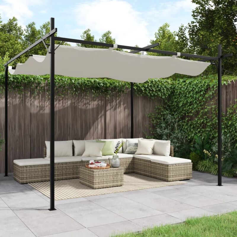 Vidaxl - Pergola avec toit rétractable crème 295x292x230 cm