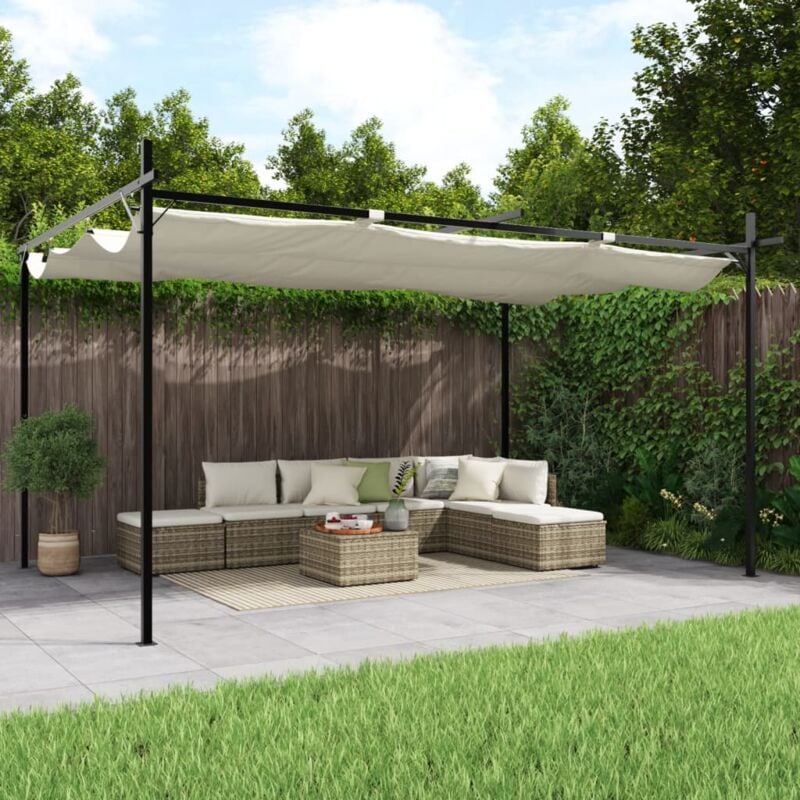 Vidaxl - Pergola avec toit rétractable crème 395x292x230 cm