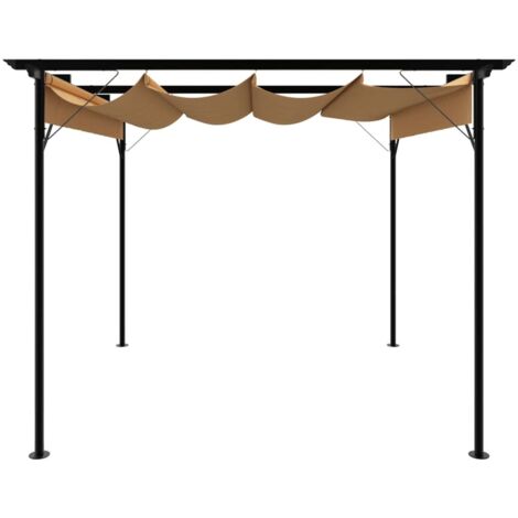 Pergola avec toit rétractable taupe 3x3 m acier 180 g/m²