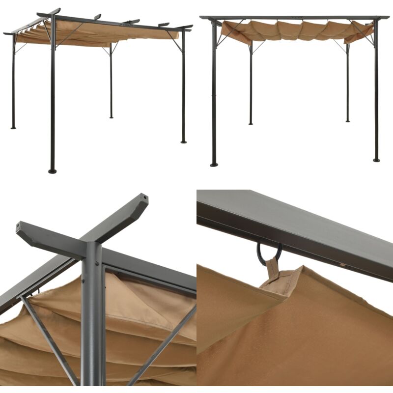 Vidaxl - Pergola avec toit rétractable taupe 3x3 m acier 180 g/m² - pergola - pergolas - Home & Living - Taupe