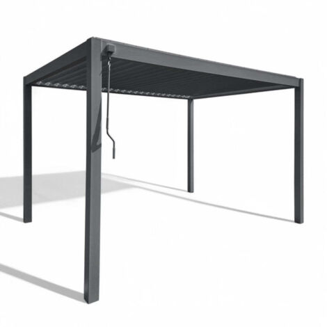 Pergola bioclimatica 3x3 in alluminio con doppia lamella frangisole orientabili e resistenti a tutte le intemperie -  Antracite