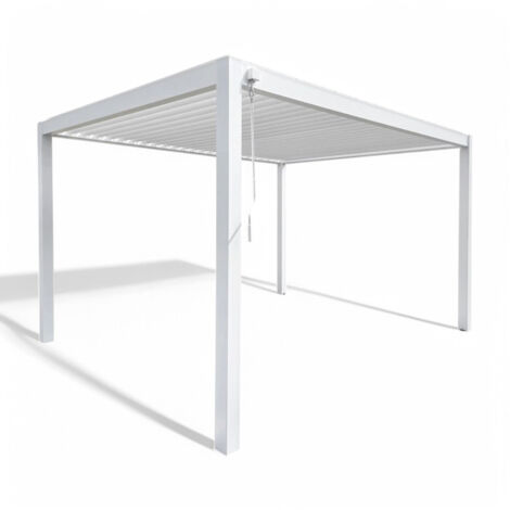 Pergola bioclimatica 3x3 in alluminio con doppia lamella frangisole orientabili e resistenti a tutte le intemperie -  Bianco