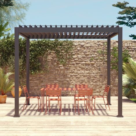 Pérgola bioclimática 3x3m de aluminio, Triomphe 3x3m, Antracita, 301x301x250 cm
