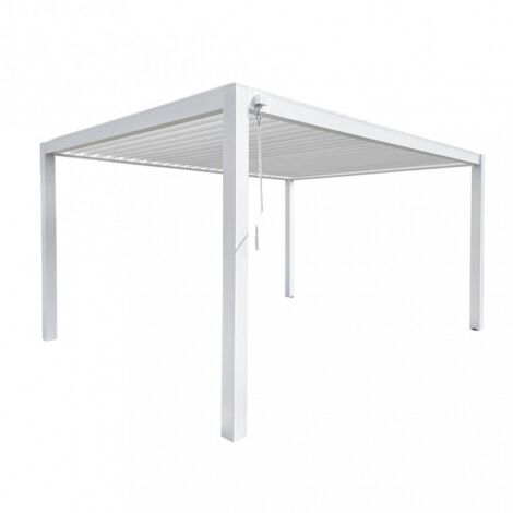 PERGOLA BIOCLIMATICA 3X4 H240 ALLUMINIOBIANCO CON DOPPIA LAMELLA ORIENTABILE