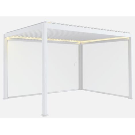 Pergola bioclimatica 3x4m in alluminio LED + tenda 3m + tenda 4m
