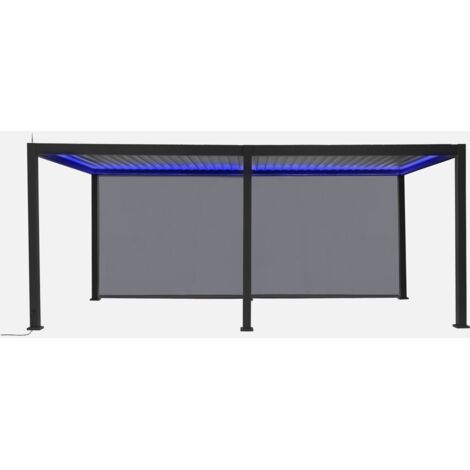 Pérgola bioclimática 3x6m eléctrica de aluminio con LED + 2 toldos de 3m