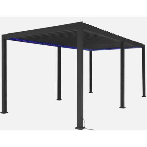 Pergola bioclimatica 3x6m elettrica in alluminio con illuminazione a LED