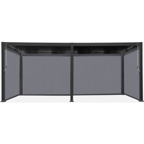Pergola bioclimatica 3x6m in alluminio + 4 tende 3m