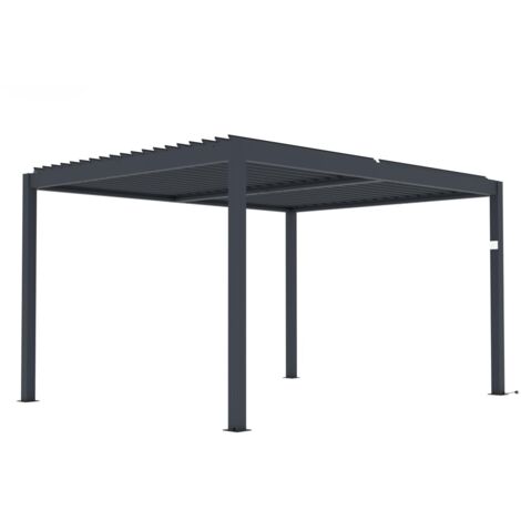 Pérgola bioclimática autoportante eléctrico de aluminio con hojas orientables 12 m² antracita - AMADORA