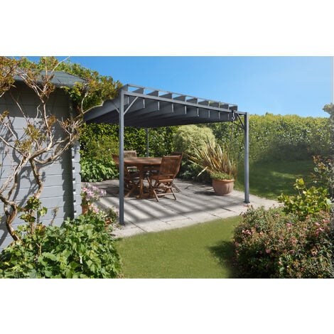 Pérgola bioclimática de acero BAHIA 4x3m Gris antracita