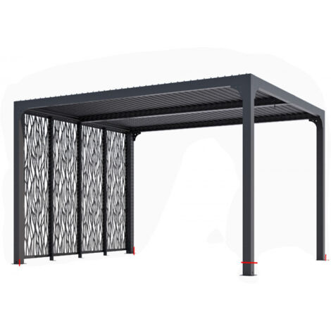 Pérgola bioclimática de aluminio 360x300 con 4 paneles Mashrabiyya