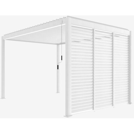 Pérgola bioclimática de aluminio 3x4m + 3 persianas de 100cm