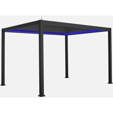 Pérgola bioclimática de aluminio con iluminación LED 3x4m