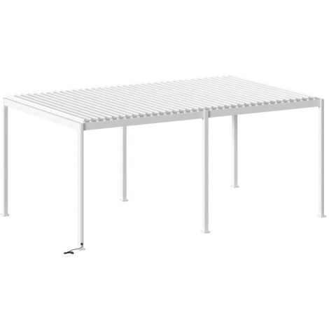 Pérgola bioclimática eléctrica Evora, modelo grande 6 x 3,6 m - Estructura y lamas dobles de aluminio blanco - Hespéride