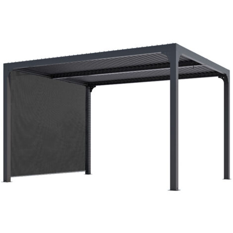 Pergola Bioclimatica in Alluminio 360x300 con Tenda Laterale Grigia