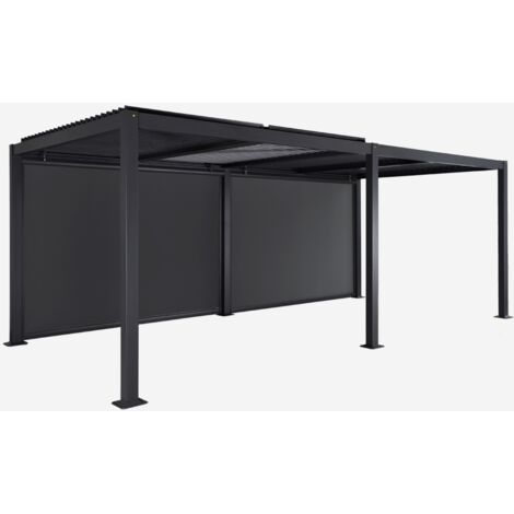 Pergola bioclimatica in alluminio e acciaio 3x6m + 2 tende 3m