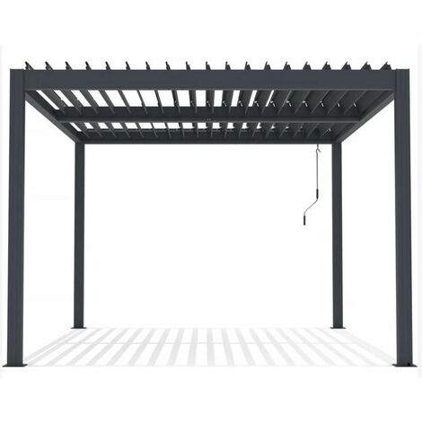 Pergola bioclimatica MT 3x3x250 H con lame in alluminio e sistema scarico acqua piovana Antracite