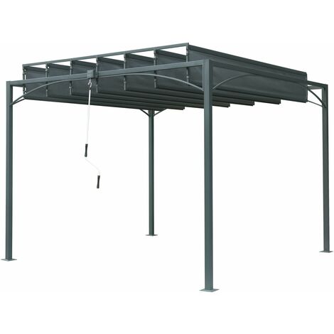 Pérgola bioclimática Perla - 3 x 3 m - Gris - Gris.
