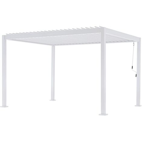 Pergola Bioclimatica, Struttura Maggiorata, Alluminio Bianco 3x4 Mt