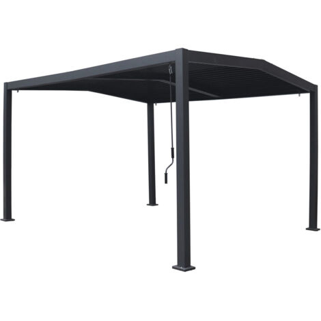 Pergola bioclimatica tetto a 2 lati "Victoria" in alluminio e metallo - 3,5 x 4 m - Grigio