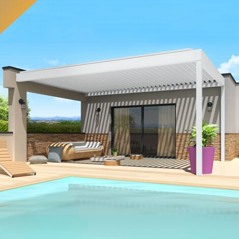 Pérgola bioclimática TRAMONTANA 4,50x6,037 M Doble cilindro con mando a distancia