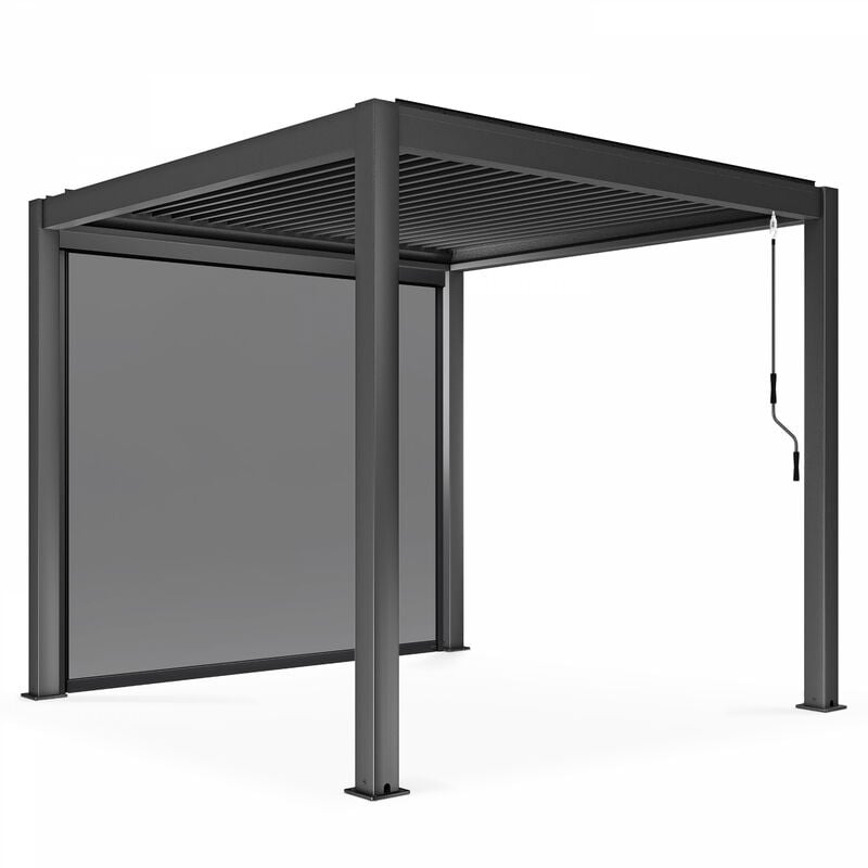 Oviala - Pergola bioclimatique autoportée 3x3m et 1 Store 2,66 x 2,34 m