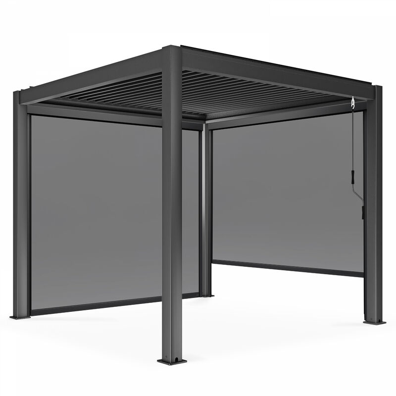 Pergola bioclimatique autoportée 3x3m et 2 Stores 2,66 X 2,34 m