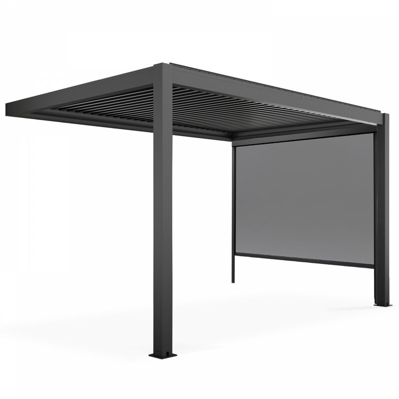 Oviala - Pergola bioclimatique adossée 3x4m et 1 Store 2,66 x 2,34 m